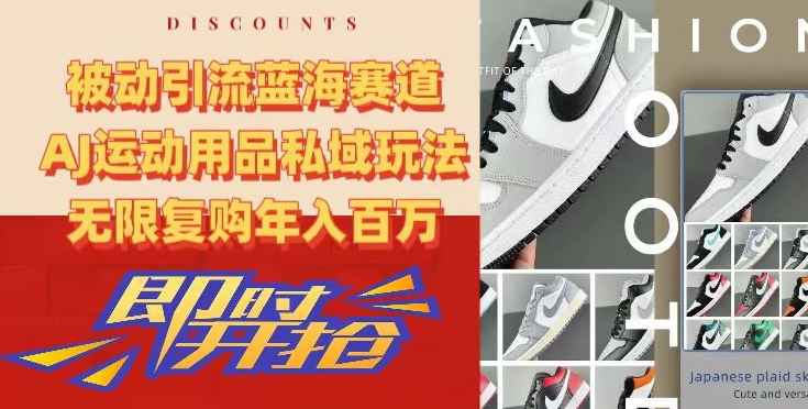 被动引流蓝海赛道，AJ运动用品私域玩法，无限复购年入百万网赚项目-副业赚钱-互联网创业-资源整合百读客