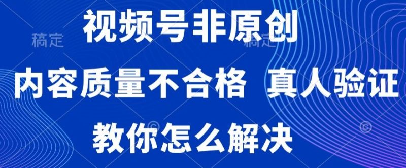 视频号非原创,内容质量不合格,真人验证,违规怎么解决网赚项目-副业赚钱-互联网创业-资源整合百读客