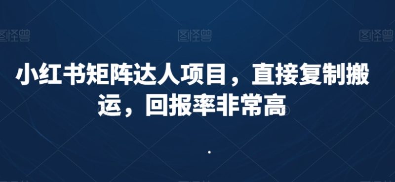 小红书矩阵达人项目,直接复制搬运,回报率非常高网赚项目-副业赚钱-互联网创业-资源整合百读客