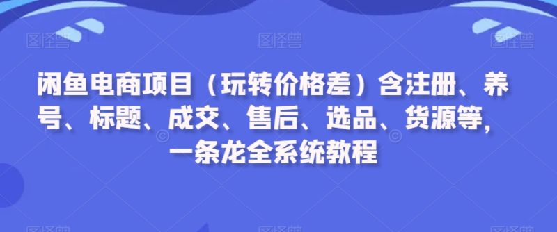 闲鱼电商项目（玩转价格差）含注册、养号、标题、成交、售后、选品、货源等，一条龙全系统教程网赚项目-副业赚钱-互联网创业-资源整合百读客