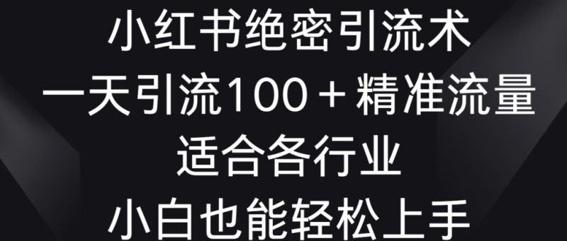 小红书绝密引流术，一天引流100+精准流量，适合各个行业，小白也能轻松上手网赚项目-副业赚钱-互联网创业-资源整合百读客