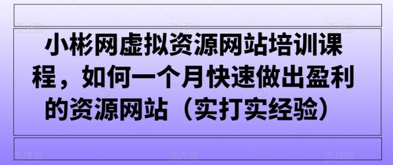 小彬网虚拟资源网站培训课程,如何一个月快速做出盈利的资源网站(实打实经验)网赚项目-副业赚钱-互联网创业-资源整合百读客