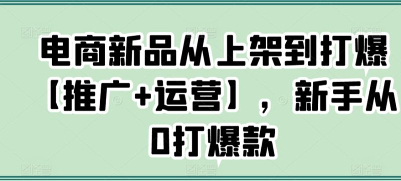 电商新品从上架到打爆【推广+运营】，新手从0打爆款网赚项目-副业赚钱-互联网创业-资源整合百读客