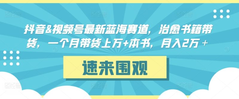 抖音&视频号最新蓝海赛道,治愈书籍带货,一个月带货上万+本书,月入2万+网赚项目-副业赚钱-互联网创业-资源整合百读客