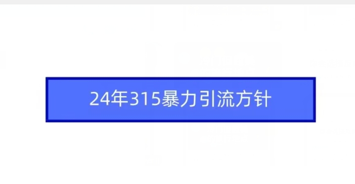 24年315暴力引流方针网赚项目-副业赚钱-互联网创业-资源整合百读客