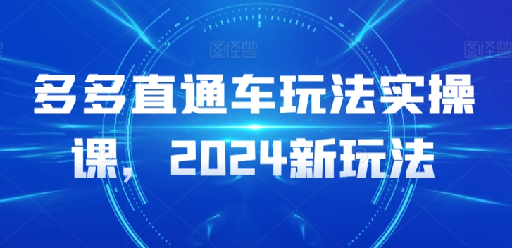 多多直通车玩法实操课，2024新玩法网赚项目-副业赚钱-互联网创业-资源整合百读客
