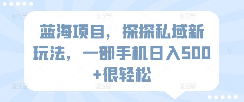 蓝海项目,探探私域新玩法,一部手机日入500+很轻松网赚项目-副业赚钱-互联网创业-资源整合百读客