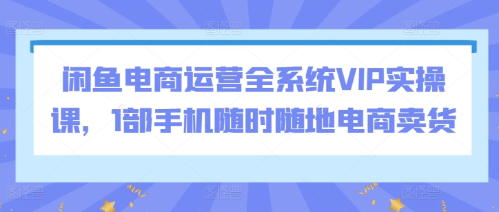 闲鱼电商运营全系统VIP实操课，1部手机随时随地电商卖货网赚项目-副业赚钱-互联网创业-资源整合百读客