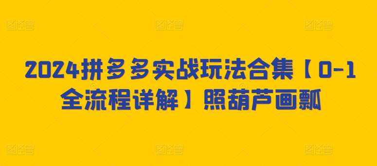 2024拼多多实战玩法合集【0-1全流程详解】照葫芦画瓢网赚项目-副业赚钱-互联网创业-资源整合百读客