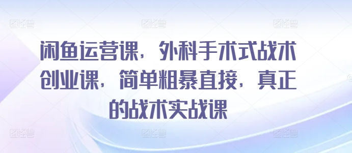 闲鱼运营课，外科手术式战术创业课，简单粗暴直接，真正的战术实战课网赚项目-副业赚钱-互联网创业-资源整合百读客