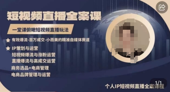 高品质IP短视频直播全案课程，一堂课俯瞰短视频直播玩法网赚项目-副业赚钱-互联网创业-资源整合百读客