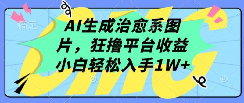AI生成治愈系图片，狂撸平台收益，小白轻松入手1W+网赚项目-副业赚钱-互联网创业-资源整合百读客