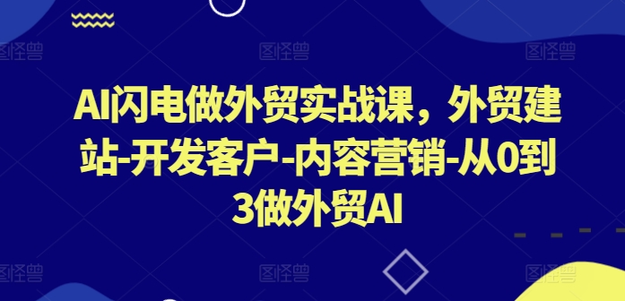 AI闪电做外贸实战课,外贸建站-开发客户-内容营销-从0到3做外贸AI网赚项目-副业赚钱-互联网创业-资源整合百读客