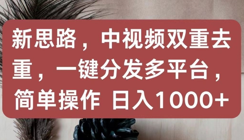 新思路,中视频双重去重,一键分发多平台,简单操作,日入1000+网赚项目-副业赚钱-互联网创业-资源整合百读客