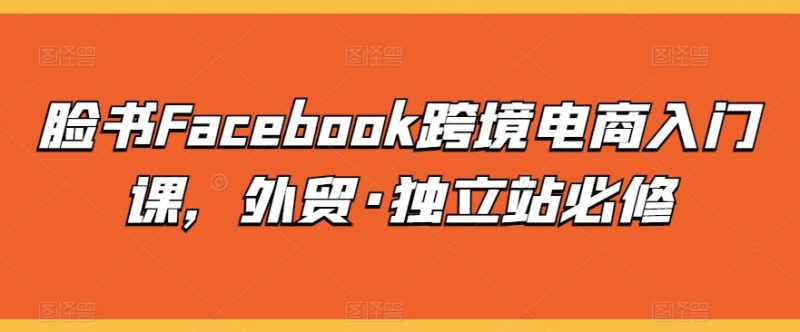 脸书Facebook跨境电商入门课,外贸·独立站必修网赚项目-副业赚钱-互联网创业-资源整合百读客