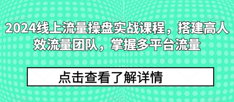 2024线上流量操盘实战课程，搭建高人效流量团队，掌握多平台流量网赚项目-副业赚钱-互联网创业-资源整合百读客