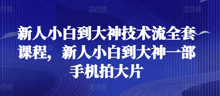 新人小白到大神技术流全套课程,新人小白到大神一部手机拍大片网赚项目-副业赚钱-互联网创业-资源整合百读客