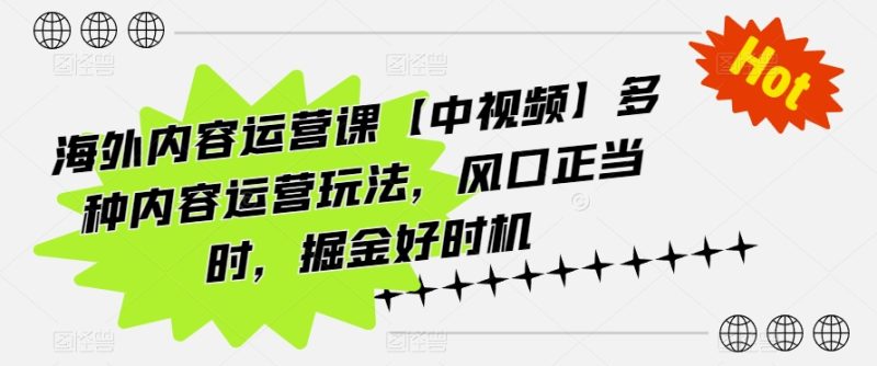 海外内容运营课【中视频】多种内容运营玩法，风口正当时，掘金好时机网赚项目-副业赚钱-互联网创业-资源整合百读客