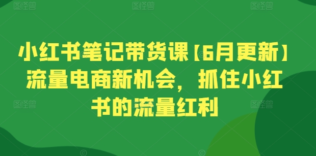 小红书笔记带货课【6月更新】流量电商新机会,抓住小红书的流量红利网赚项目-副业赚钱-互联网创业-资源整合百读客