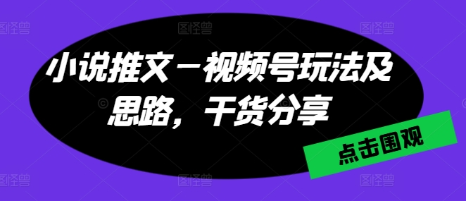 小说推文—视频号玩法及思路，干货分享网赚项目-副业赚钱-互联网创业-资源整合百读客