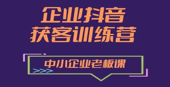 企业抖音营销获客增长训练营，中小企业老板必修课网赚项目-副业赚钱-互联网创业-资源整合百读客