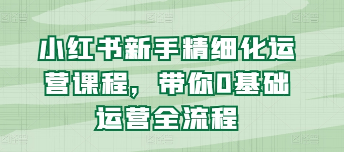 小红书新手精细化运营课程,带你0基础运营全流程网赚项目-副业赚钱-互联网创业-资源整合百读客