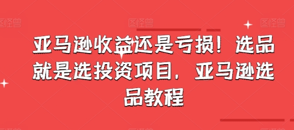 亚马逊收益还是亏损！选品就是选投资项目，亚马逊选品教程网赚项目-副业赚钱-互联网创业-资源整合百读客