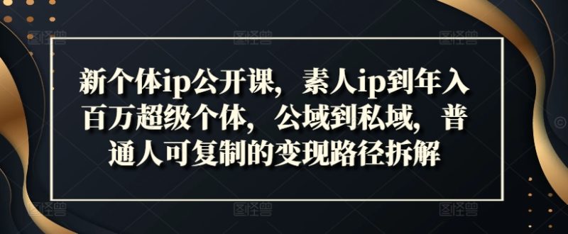 新个体ip公开课,素人ip到年入百万超级个体,公域到私域,普通人可复制的变现路径拆解网赚项目-副业赚钱-互联网创业-资源整合百读客