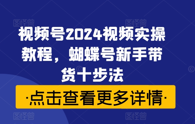视频号2024视频实操教程，蝴蝶号新手带货十步法网赚项目-副业赚钱-互联网创业-资源整合百读客