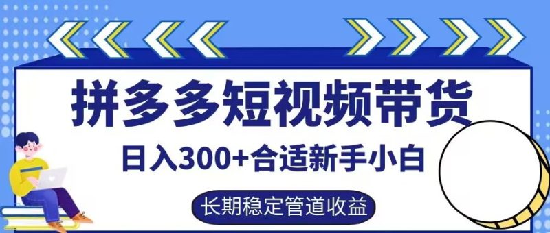 拼多多短视频带货日入300+有长期稳定被动收益，合适新手小白网赚项目-副业赚钱-互联网创业-资源整合百读客