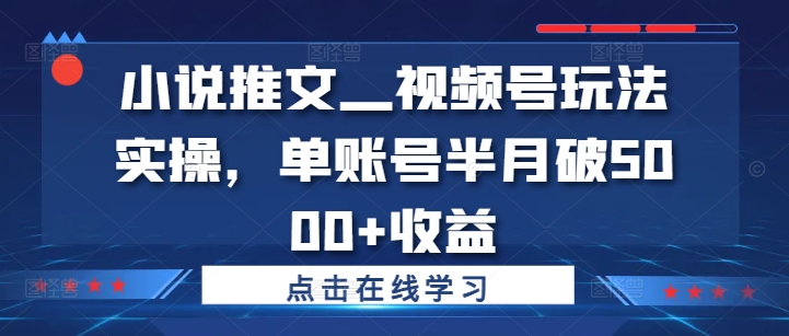 小说推文—视频号玩法实操,单账号半月破5000+收益网赚项目-副业赚钱-互联网创业-资源整合百读客