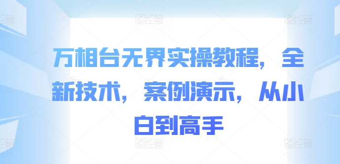 万相台无界实操教程，全新技术，案例演示，从小白到高手网赚项目-副业赚钱-互联网创业-资源整合百读客
