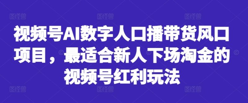 视频号AI数字人口播带货风口项目,最适合新人下场淘金的视频号红利玩法网赚项目-副业赚钱-互联网创业-资源整合百读客