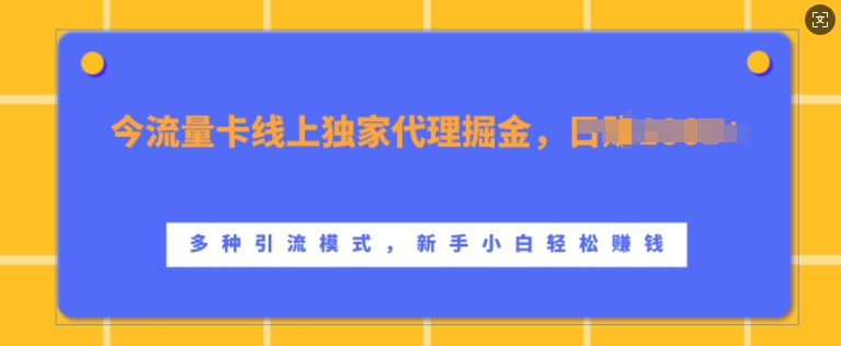 流量卡线上独家代理掘金，日入1k+ ，多种引流模式，新手小白轻松上手网赚项目-副业赚钱-互联网创业-资源整合百读客