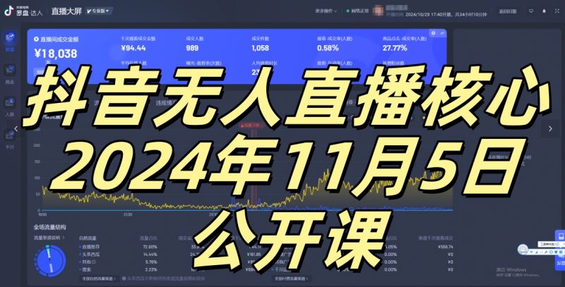 抖音无人直播核心公开课，咸鱼翻身小白可做带有睡后收入月入过万太简单网赚项目-副业赚钱-互联网创业-资源整合百读客