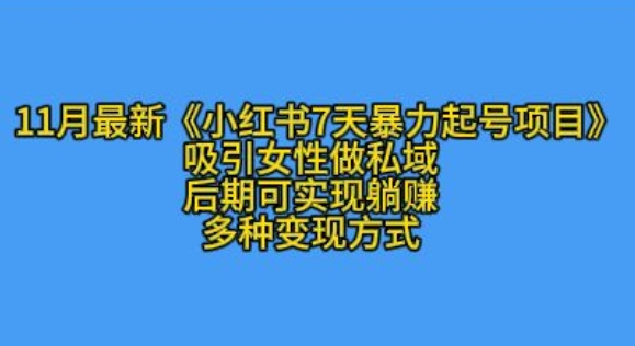 K总部落11月最新小红书7天暴力起号项目，吸引女性做私域网赚项目-副业赚钱-互联网创业-资源整合百读客