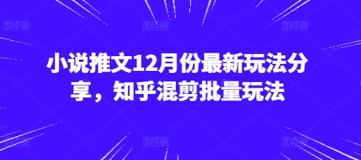 小说推文12月份最新玩法分享，知乎混剪批量玩法网赚项目-副业赚钱-互联网创业-资源整合百读客