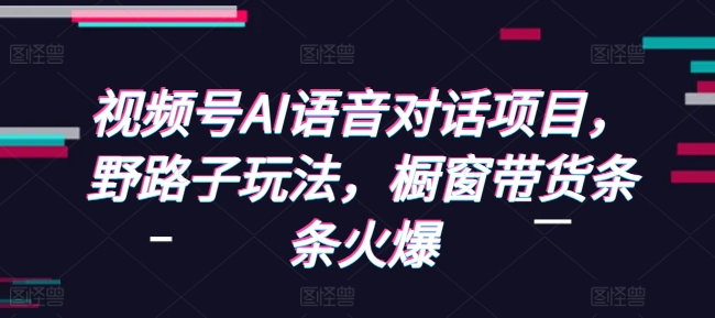 视频号AI语音对话项目，野路子玩法，橱窗带货条条火爆网赚项目-副业赚钱-互联网创业-资源整合百读客
