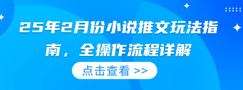 25年2月份小说推文玩法指南，全操作流程详解网赚项目-副业赚钱-互联网创业-资源整合百读客