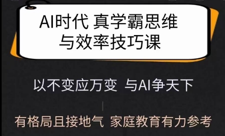 Ai时代真学霸思维与学习方法课，有格局且接地气，家庭教育有力参考网赚项目-副业赚钱-互联网创业-资源整合百读客
