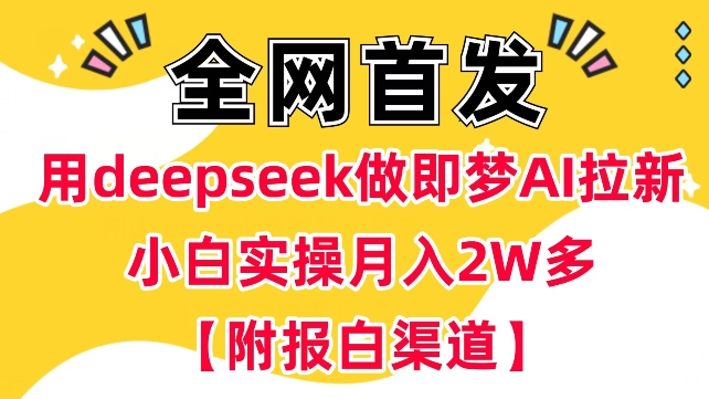 用deepseek做即梦Ai拉新 小白实操月入过W+【附报白渠道】网赚项目-副业赚钱-互联网创业-资源整合百读客