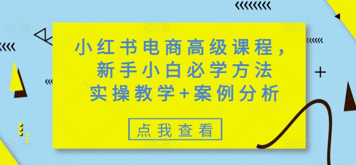 小红书电商高级课程，新手小白必学方法，实操教学+案例分析网赚项目-副业赚钱-互联网创业-资源整合百读客