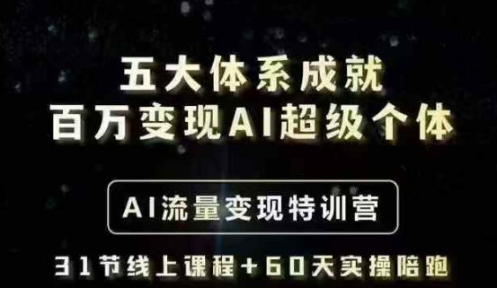五大体系成就百万变现AI超级个体- AI流量变现特训营，一步一步教你一个人怎么年入百W网赚项目-副业赚钱-互联网创业-资源整合百读客