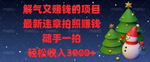 解气又挣钱的项目,最新违章拍照挣钱,随手一拍,轻松收入数张网赚项目-副业赚钱-互联网创业-资源整合百读客