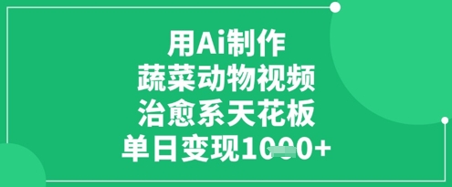 用Ai制作蔬菜动物视频，治愈系天花板，单日变现1k网赚项目-副业赚钱-互联网创业-资源整合百读客