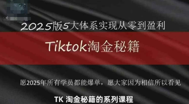TikTok跨境2025淘金秘籍,2025TikTok从0到盈利变现网赚项目-副业赚钱-互联网创业-资源整合百读客
