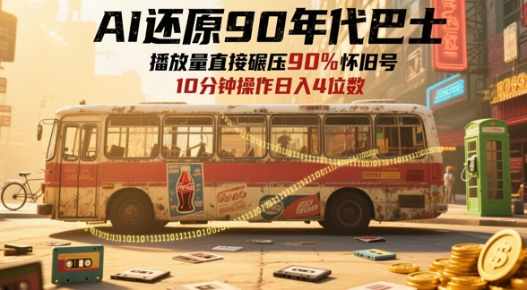 AI还原90年代巴士,一帧就让70后泪崩,播放量直接碾压90%怀旧号,每天操作十分钟,日入四位数网赚项目-副业赚钱-互联网创业-资源整合百读客