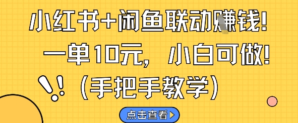 小红书+闲鱼联动挣钱，一单10元，小白可做网赚项目-副业赚钱-互联网创业-资源整合百读客