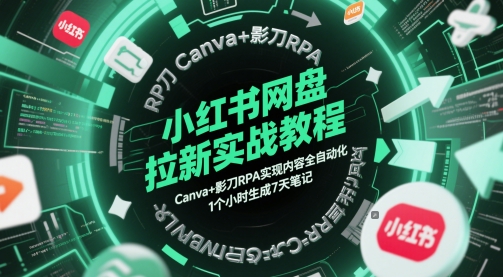 小红书网盘拉新实战教程,Canva+影刀RPA实现内容全自动化,1个小时生成7天笔记网赚项目-副业赚钱-互联网创业-资源整合百读客
