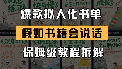 最新爆款拟人化书单玩法,假如书籍会说话,保姆级教程网赚项目-副业赚钱-互联网创业-资源整合百读客